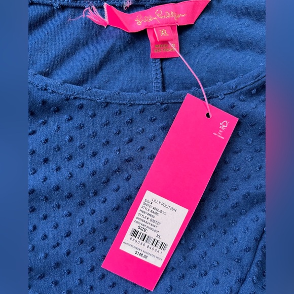 NWT Lilly Pulitzer Pheby Dress- Navy Swiss Dot - XL - Picture 2 of 3